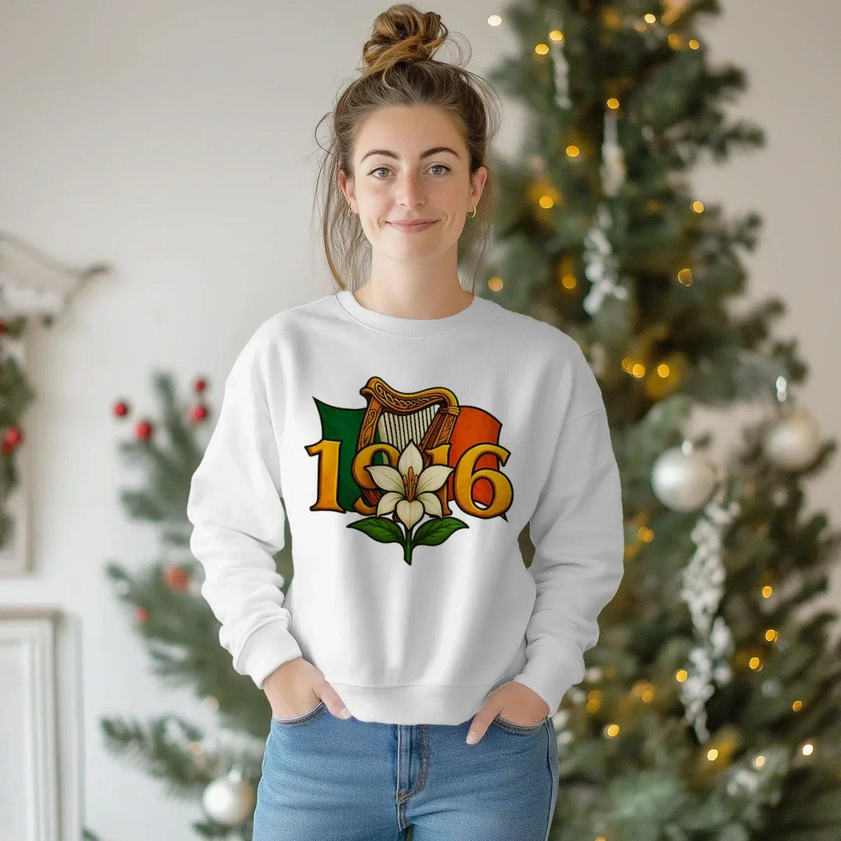 Irish Sweatshirt - Easter Lily 1916 Heritage Streetwear - Celtic Wolfwear