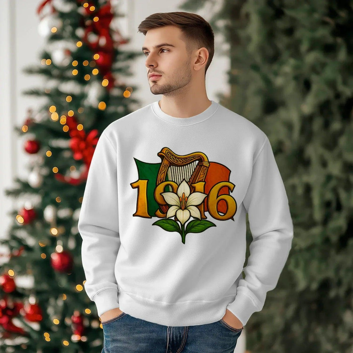 Irish Sweatshirt - Easter Lily 1916 Heritage Streetwear - Celtic Wolfwear