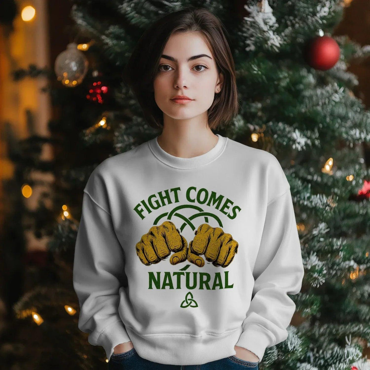 Irish Sweatshirt - Fight Comes Natural Unisex Streetwear - Celtic Wolfwear
