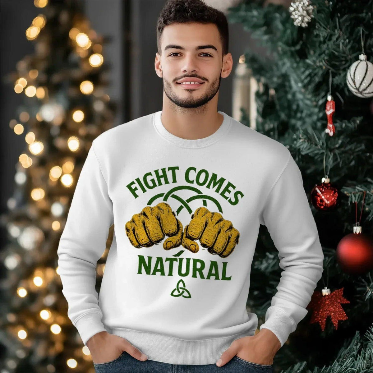 Irish Sweatshirt - Fight Comes Natural Unisex Streetwear - Celtic Wolfwear