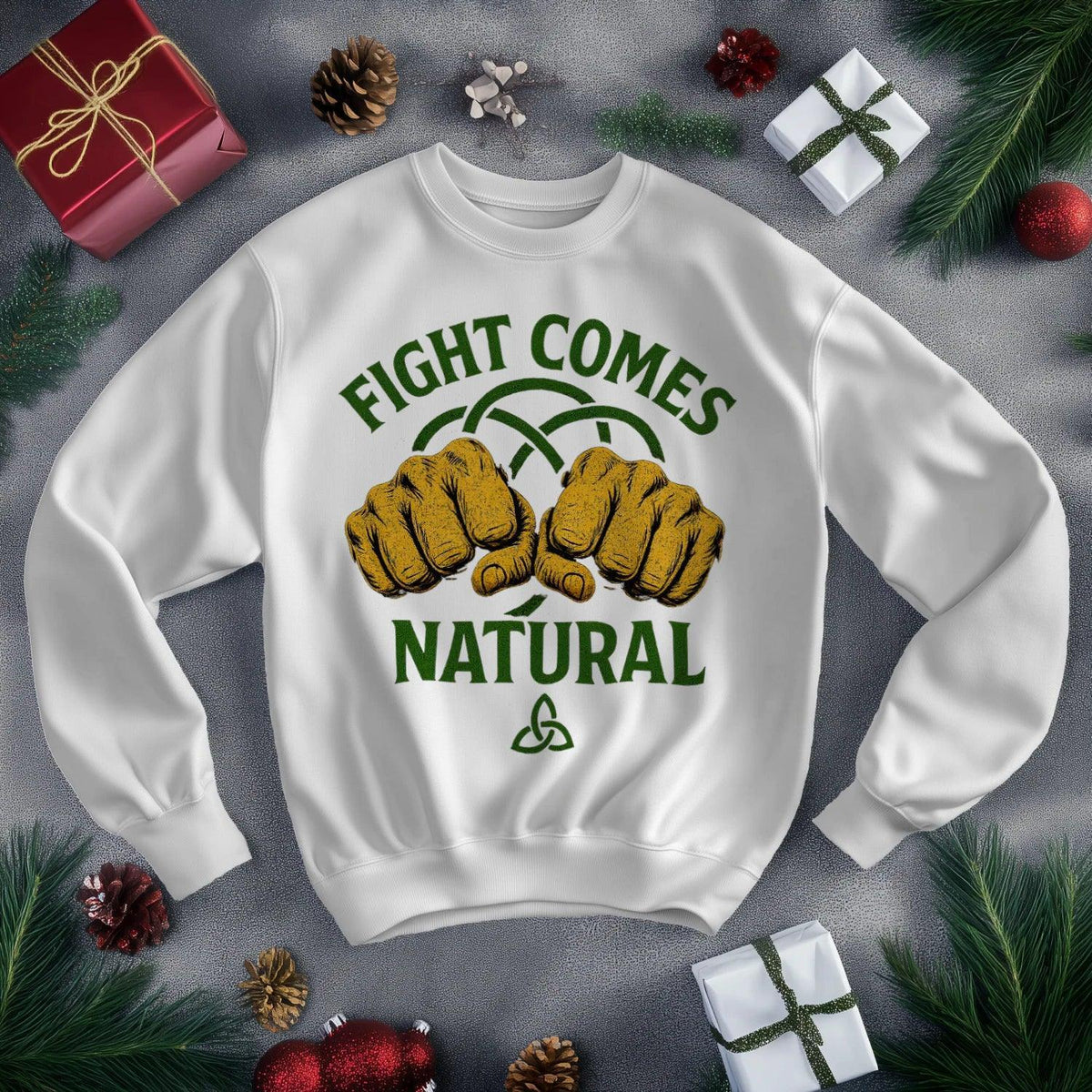 Irish Sweatshirt - Fight Comes Natural Unisex Streetwear - Celtic Wolfwear