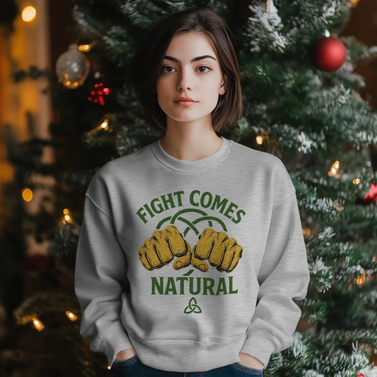 Irish Sweatshirt - Fight Comes Natural Unisex Streetwear - Celtic Wolfwear