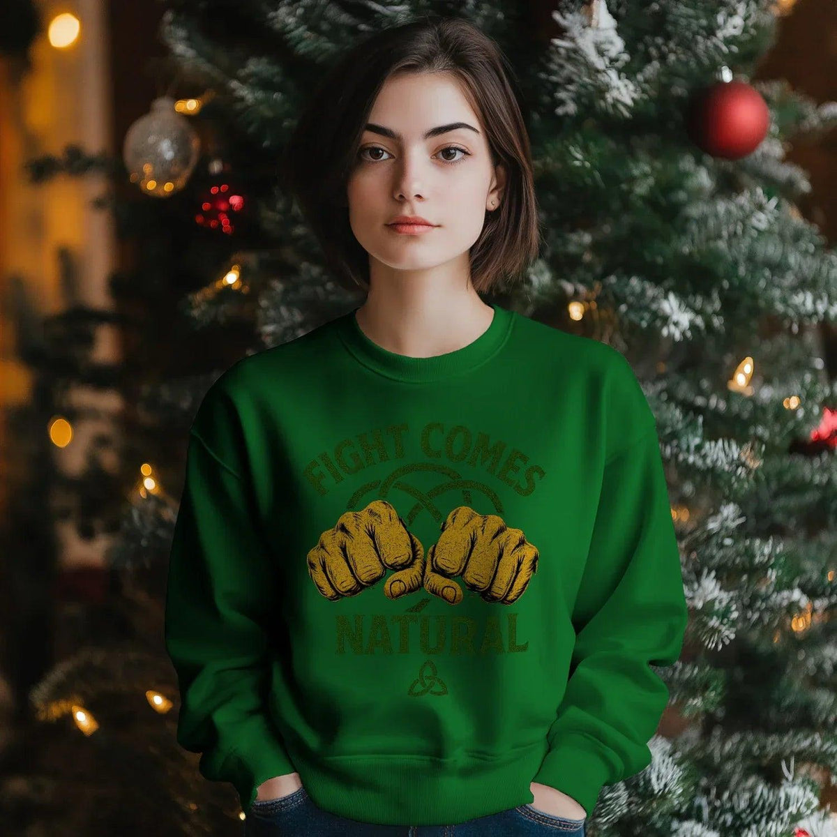 Irish Sweatshirt - Fight Comes Natural Unisex Streetwear - Celtic Wolfwear