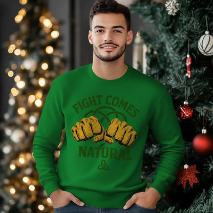 Irish Sweatshirt - Fight Comes Natural Unisex Streetwear - Celtic Wolfwear