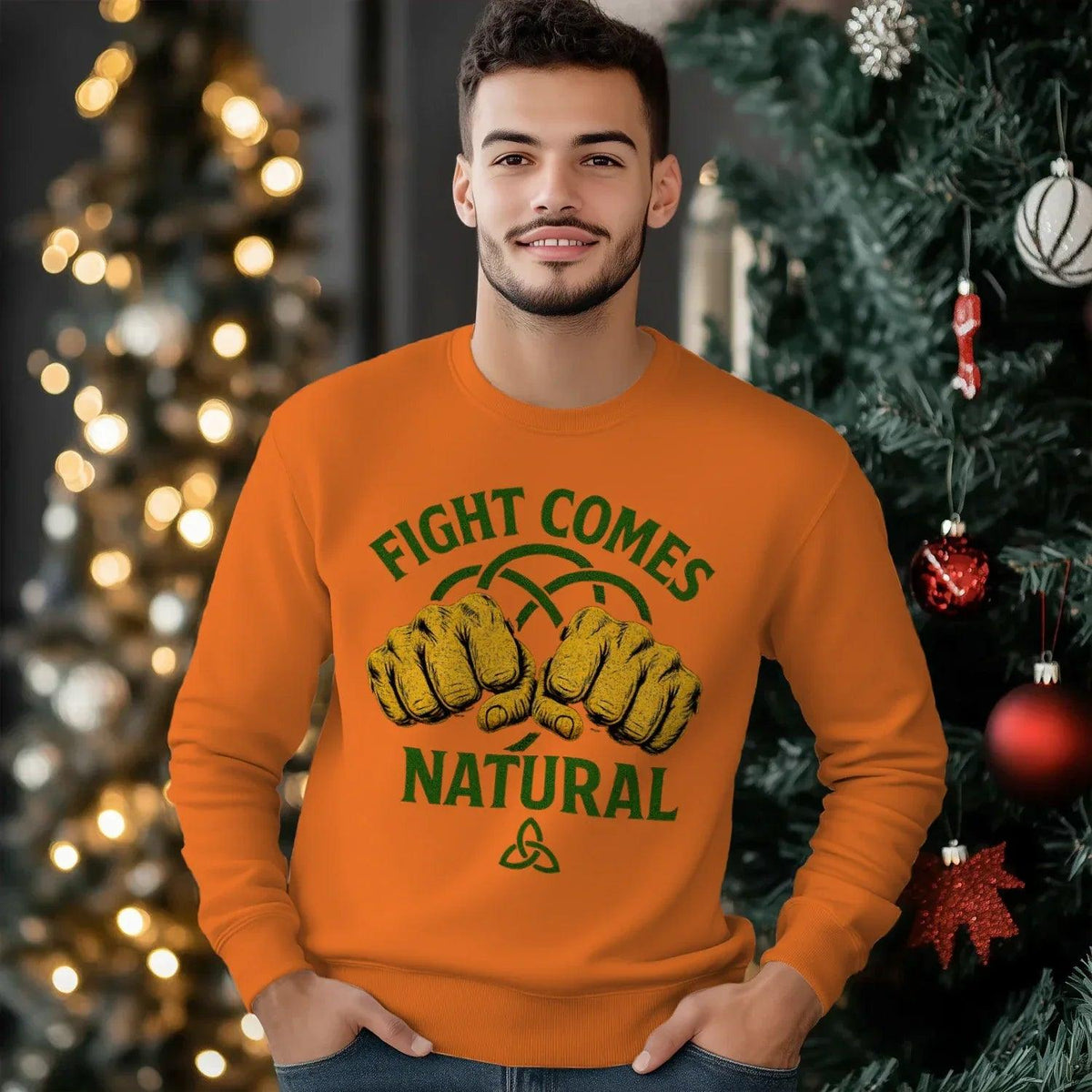 Irish Sweatshirt - Fight Comes Natural Unisex Streetwear - Celtic Wolfwear