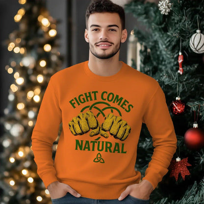 Irish Sweatshirt - Fight Comes Natural Unisex Streetwear - Celtic Wolfwear