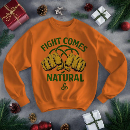 Irish Sweatshirt - Fight Comes Natural Unisex Streetwear - Celtic Wolfwear
