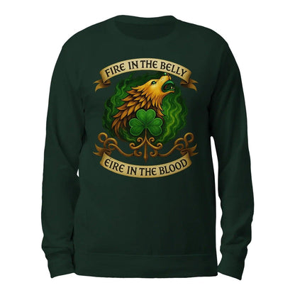 Irish Sweatshirt - Fire in the Belly Éire Unisex Streetwear - Celtic Wolfwear