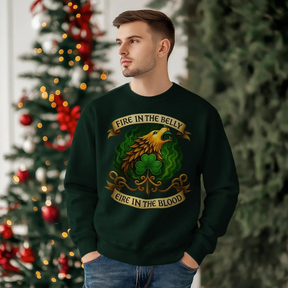 Irish Sweatshirt - Fire in the Belly Éire Unisex Streetwear - Celtic Wolfwear