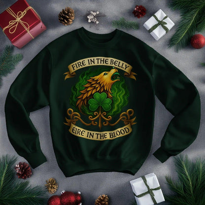 Irish Sweatshirt - Fire in the Belly Éire Unisex Streetwear - Celtic Wolfwear