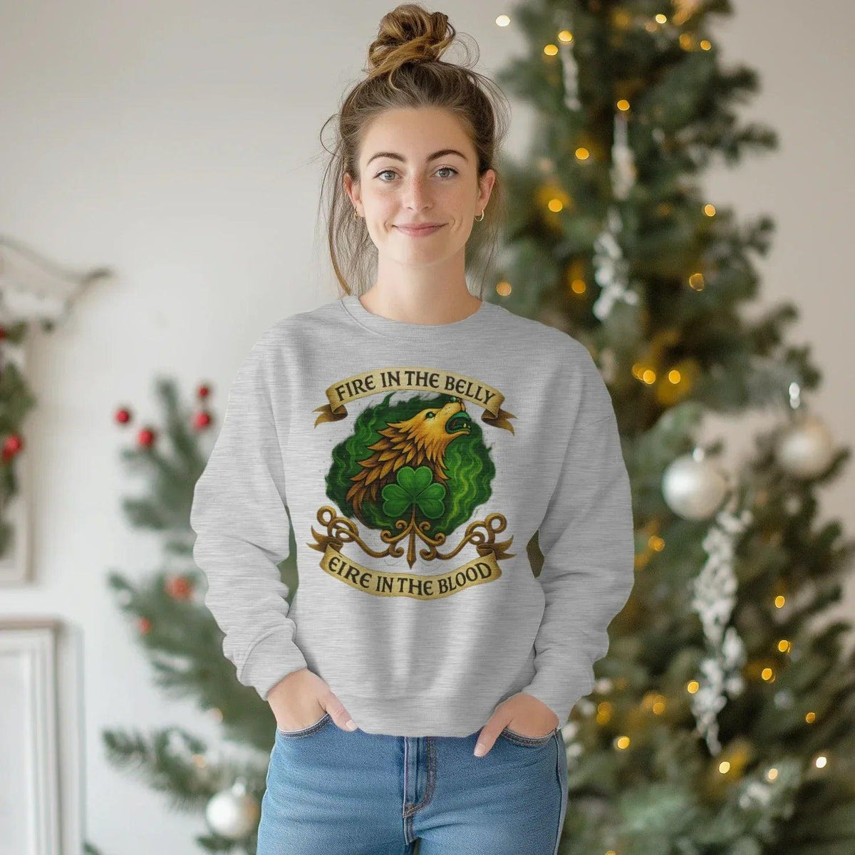 Irish Sweatshirt - Fire in the Belly Éire Unisex Streetwear - Celtic Wolfwear