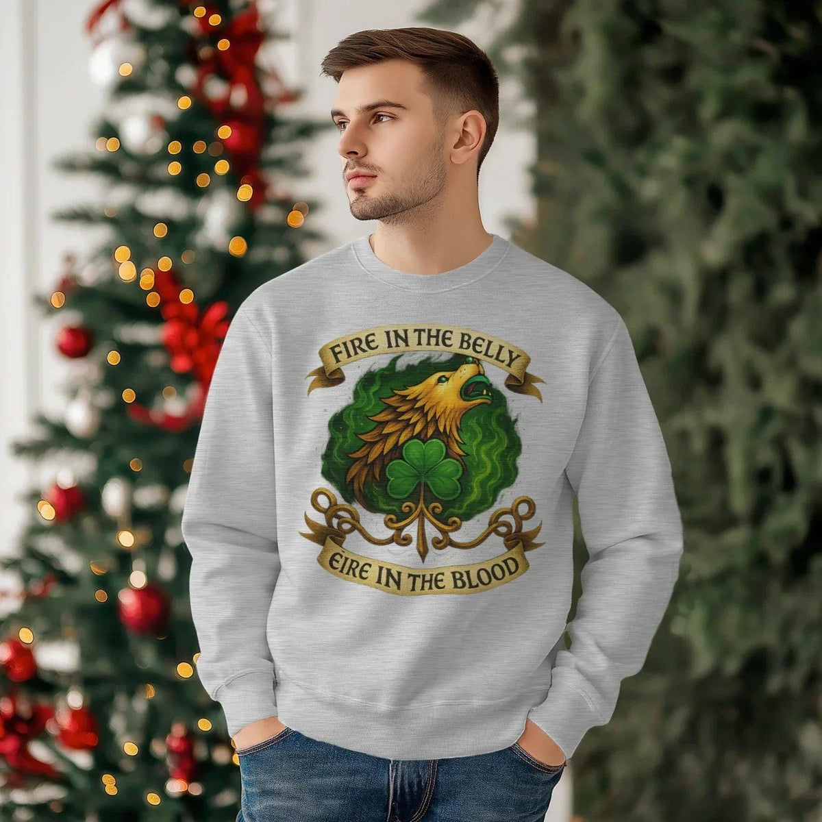 Irish Sweatshirt - Fire in the Belly Éire Unisex Streetwear - Celtic Wolfwear