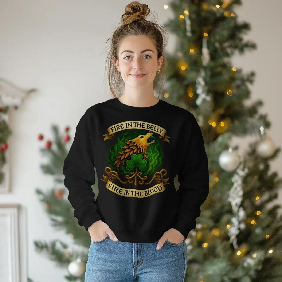 Irish Sweatshirt - Fire in the Belly Éire Unisex Streetwear - Celtic Wolfwear