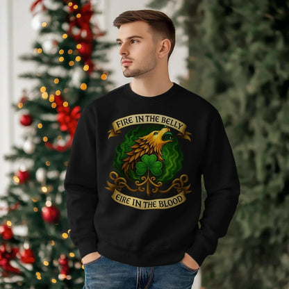 Irish Sweatshirt - Fire in the Belly Éire Unisex Streetwear - Celtic Wolfwear