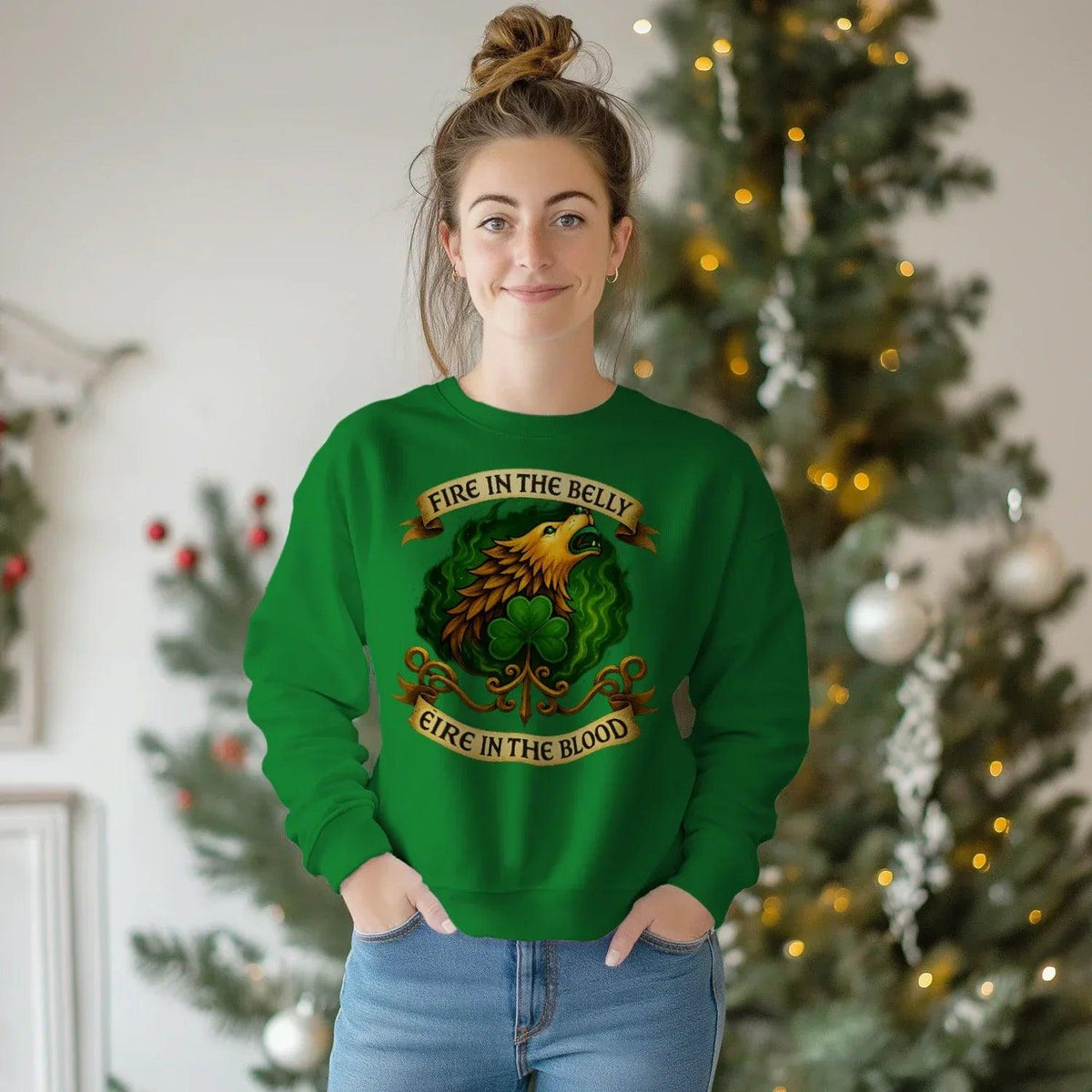 Irish Sweatshirt - Fire in the Belly Éire Unisex Streetwear - Celtic Wolfwear