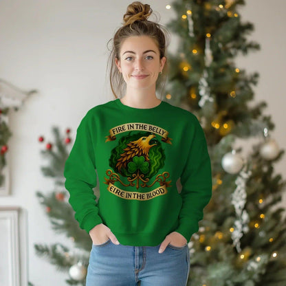 Irish Sweatshirt - Fire in the Belly Éire Unisex Streetwear - Celtic Wolfwear