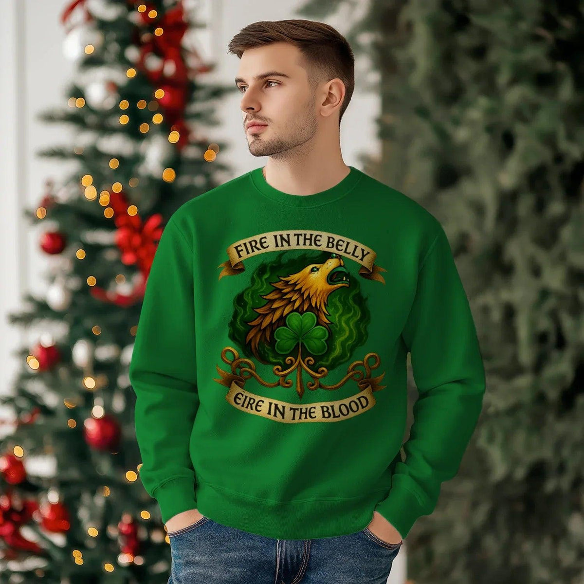 Irish Sweatshirt - Fire in the Belly Éire Unisex Streetwear - Celtic Wolfwear