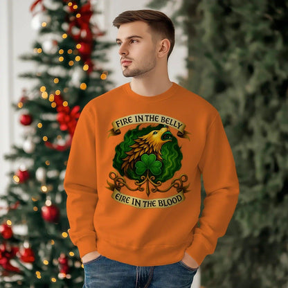 Irish Sweatshirt - Fire in the Belly Éire Unisex Streetwear - Celtic Wolfwear