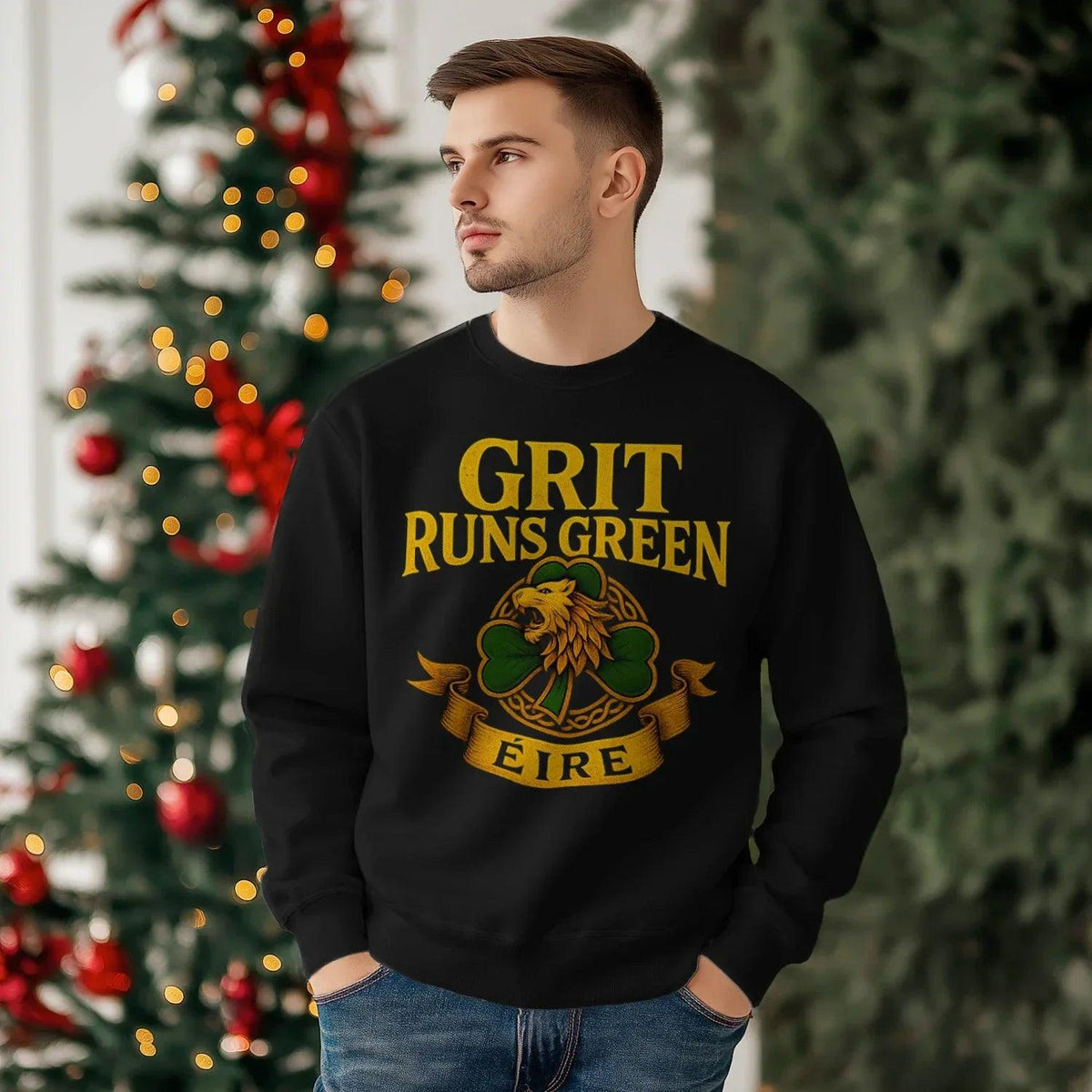 Irish Sweatshirt - Grit Runs Green, Heritage Streetwear - Celtic Wolfwear