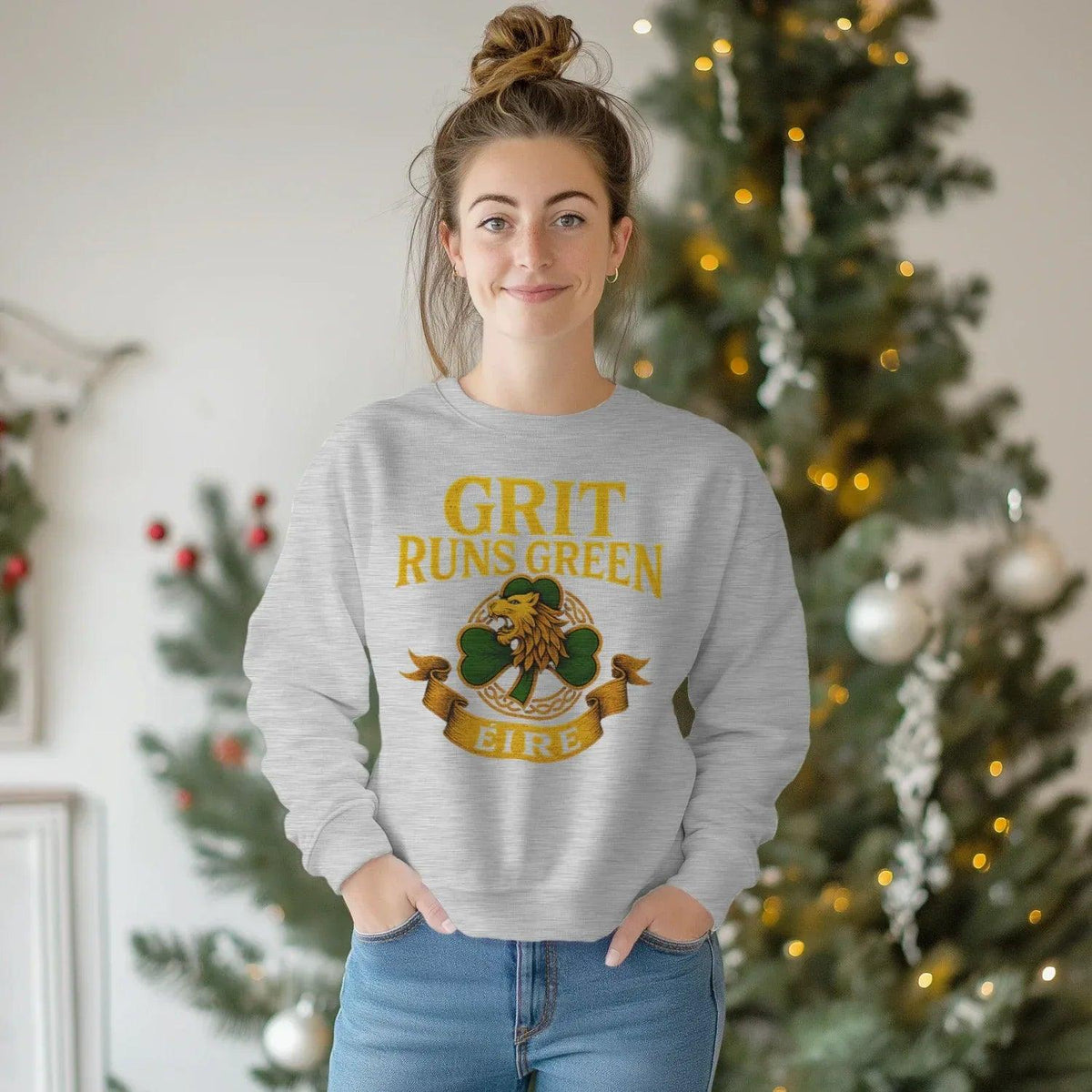 Irish Sweatshirt - Grit Runs Green, Heritage Streetwear - Celtic Wolfwear
