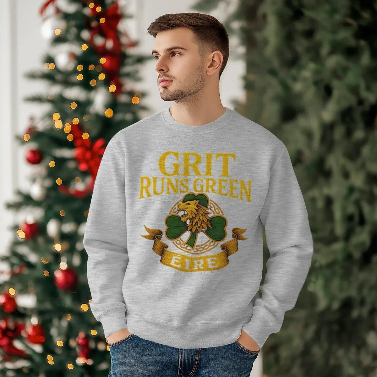 Irish Sweatshirt - Grit Runs Green, Heritage Streetwear - Celtic Wolfwear