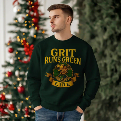 Irish Sweatshirt - Grit Runs Green, Heritage Streetwear - Celtic Wolfwear