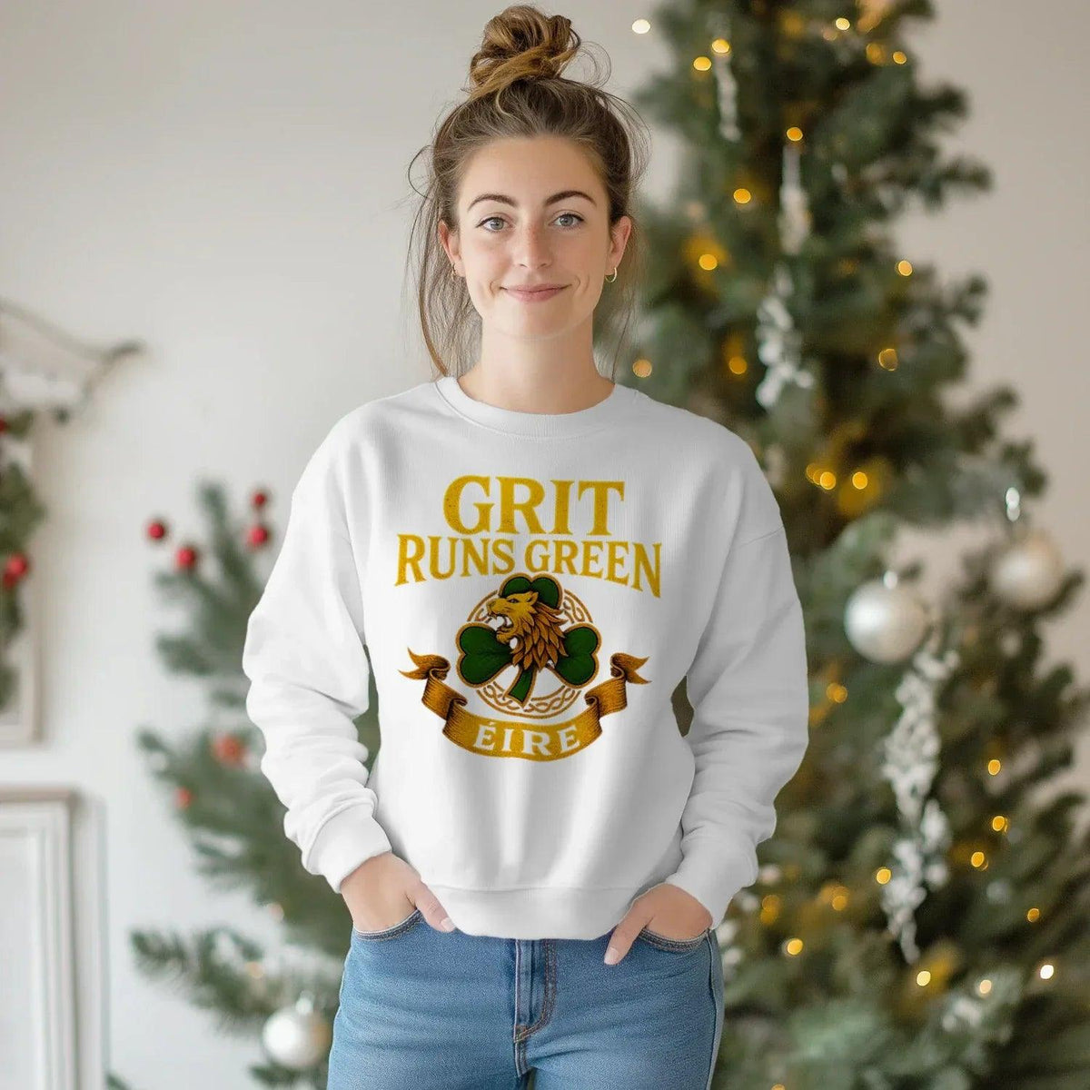 Irish Sweatshirt - Grit Runs Green, Heritage Streetwear - Celtic Wolfwear