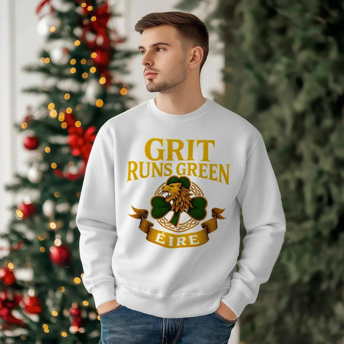 Irish Sweatshirt - Grit Runs Green, Heritage Streetwear - Celtic Wolfwear