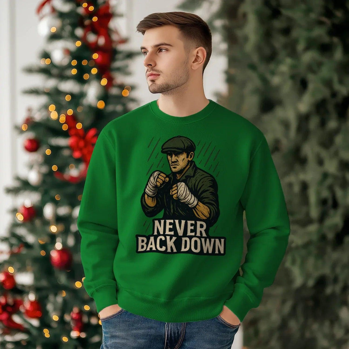 Irish Sweatshirt - Never Back Down, Heritage Streetwear - Celtic Wolfwear