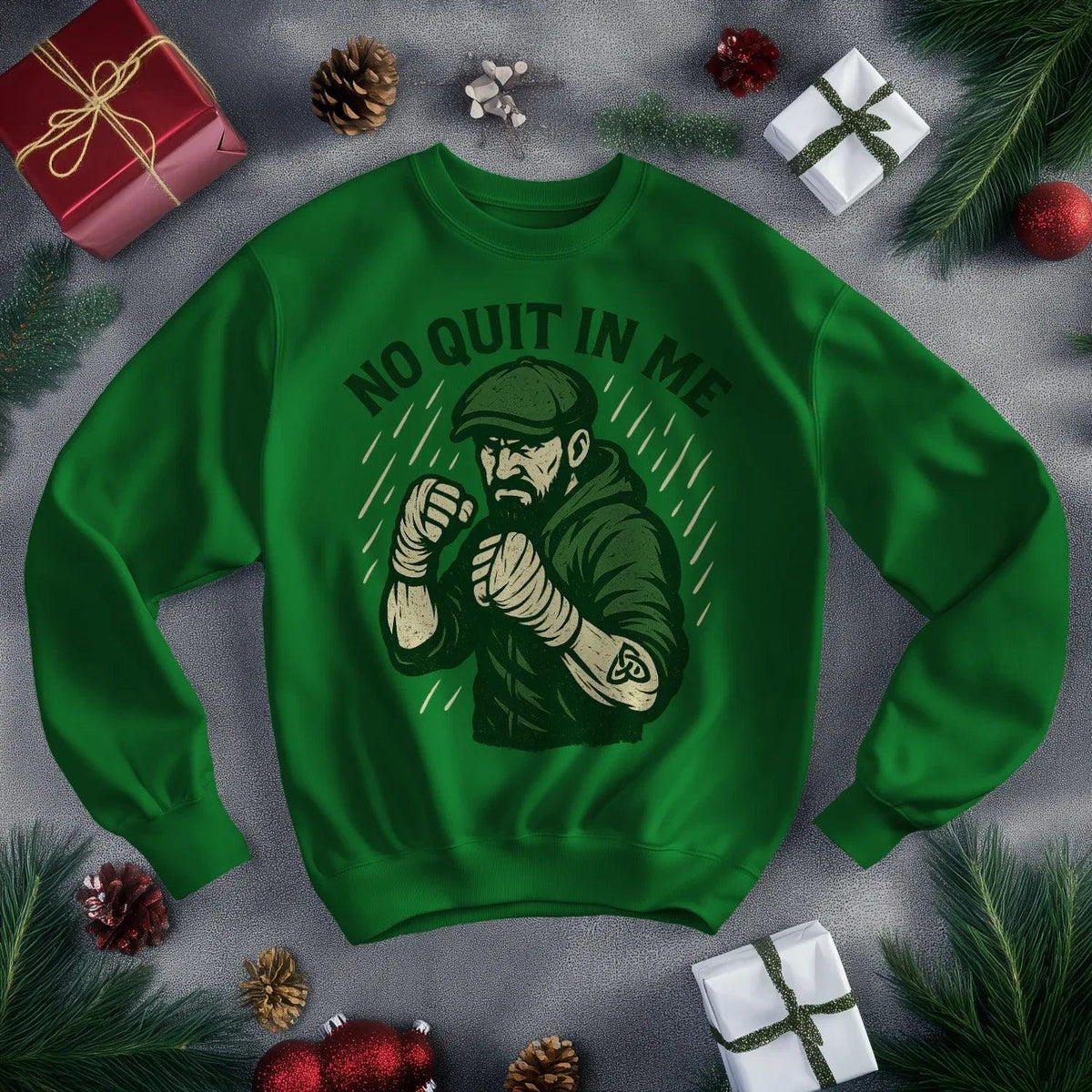 Irish Sweatshirt - No Quit in Me, Unisex Matchday Wear - Celtic Wolfwear