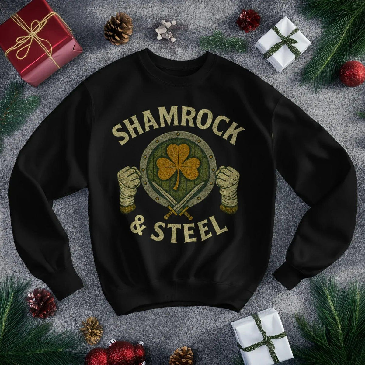 Irish Sweatshirt - Shamrock and Steel Unisex Streetwear - Celtic Wolfwear