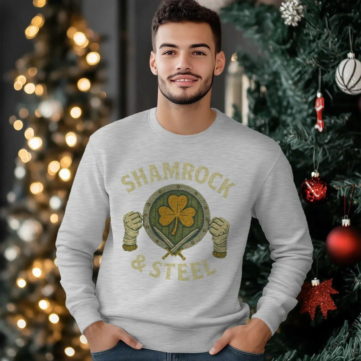 Irish Sweatshirt - Shamrock and Steel Unisex Streetwear - Celtic Wolfwear