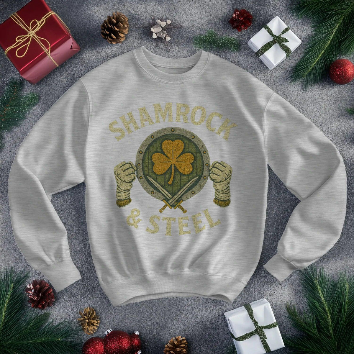 Irish Sweatshirt - Shamrock and Steel Unisex Streetwear - Celtic Wolfwear