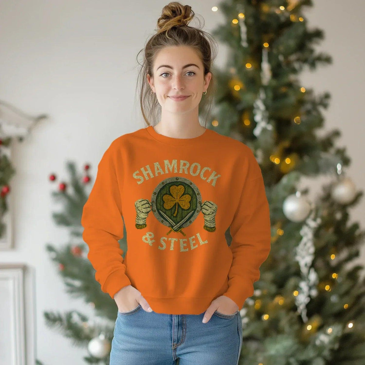 Irish Sweatshirt - Shamrock and Steel Unisex Streetwear - Celtic Wolfwear