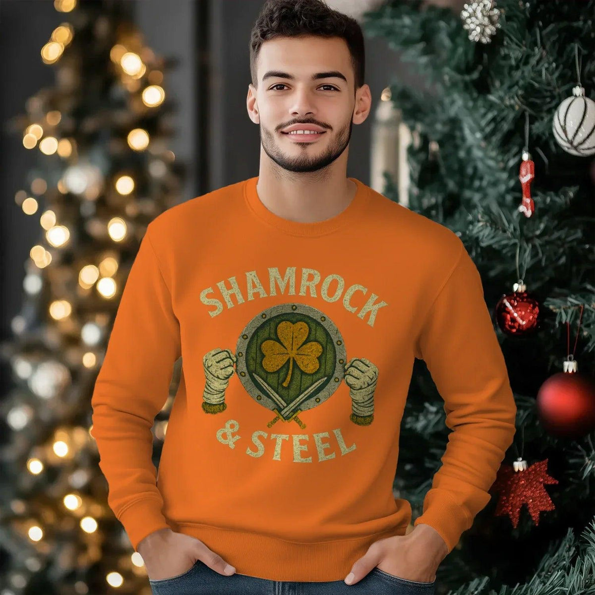 Irish Sweatshirt - Shamrock and Steel Unisex Streetwear - Celtic Wolfwear