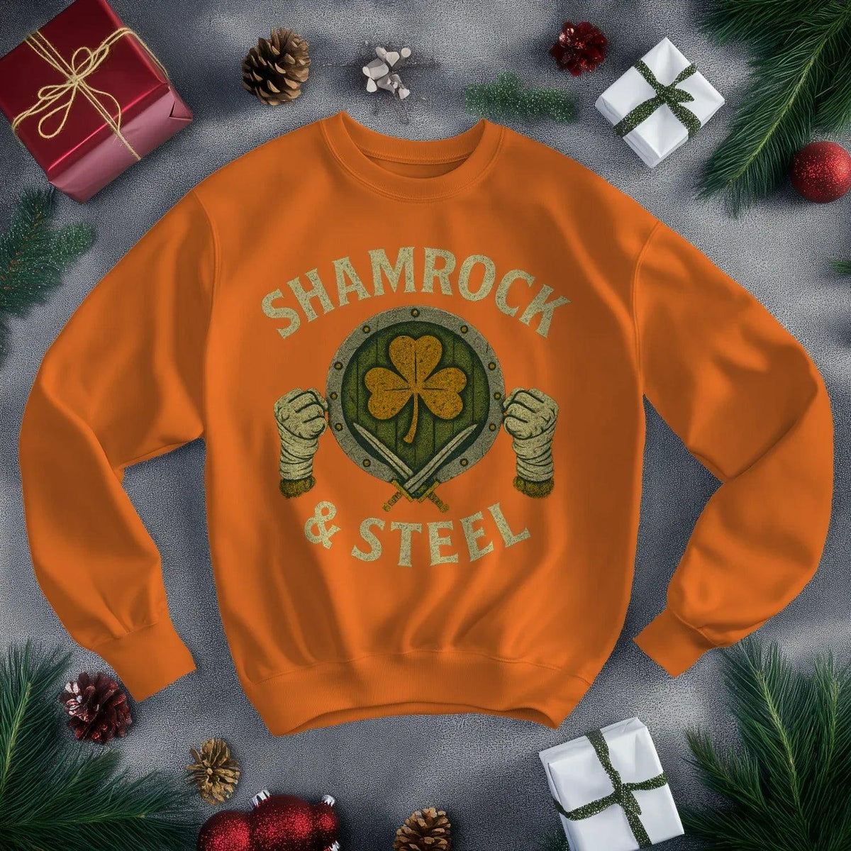 Irish Sweatshirt - Shamrock and Steel Unisex Streetwear - Celtic Wolfwear
