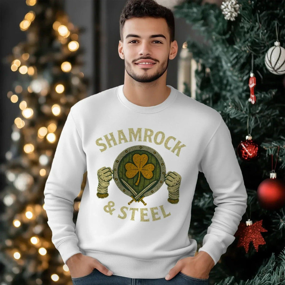 Irish Sweatshirt - Shamrock and Steel Unisex Streetwear - Celtic Wolfwear