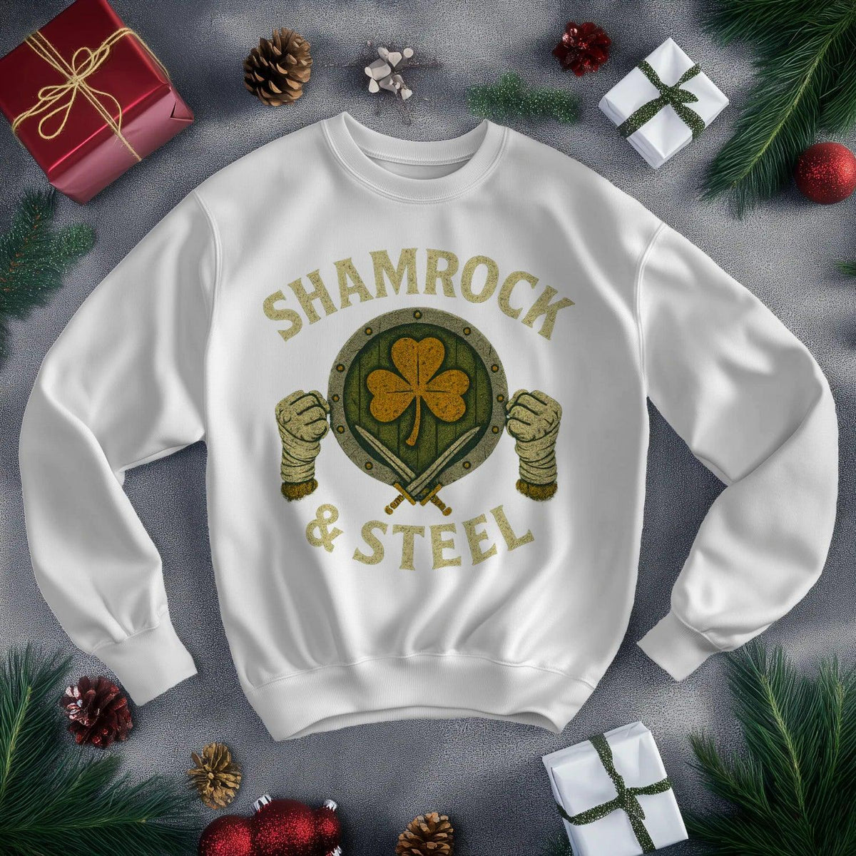 Irish Sweatshirt - Shamrock and Steel Unisex Streetwear - Celtic Wolfwear