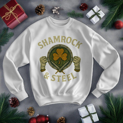Irish Sweatshirt - Shamrock and Steel Unisex Streetwear - Celtic Wolfwear