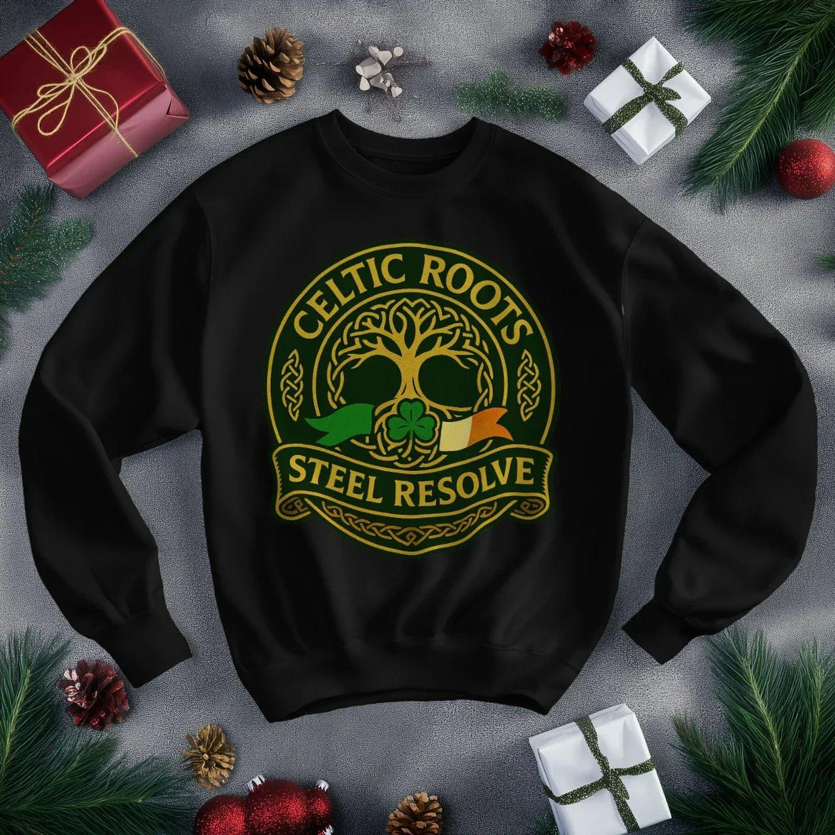 Irish Sweatshirt - Steel Resolve Roots Unisex Streetwear - Celtic Wolfwear