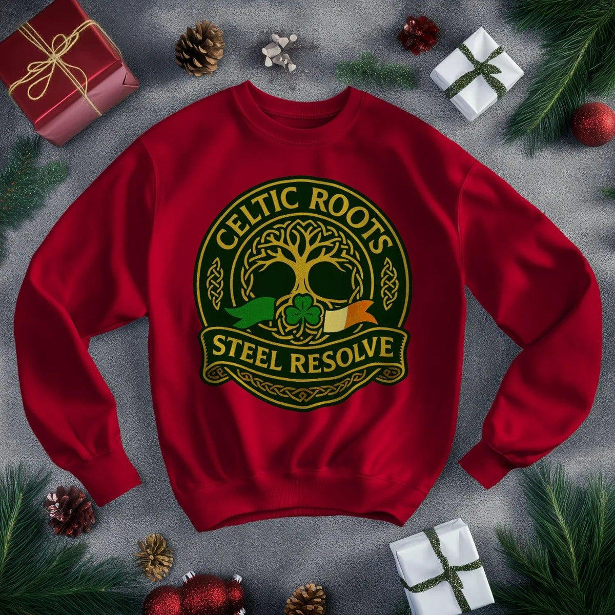 Irish Sweatshirt - Steel Resolve Roots Unisex Streetwear - Celtic Wolfwear