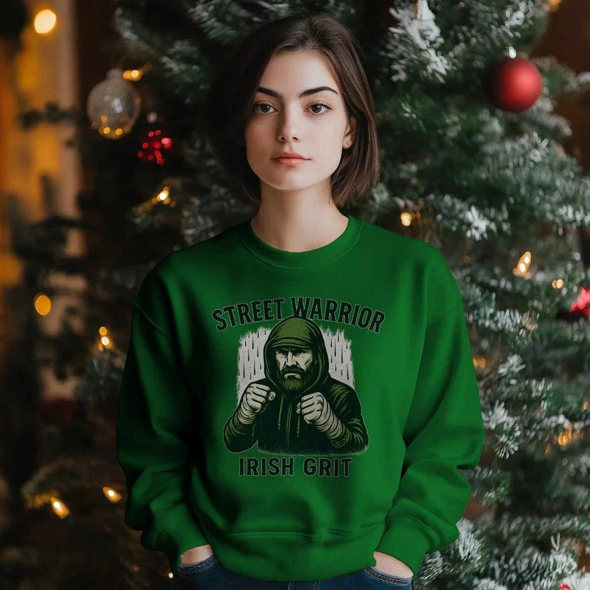 Irish Sweatshirt - Street Warrior, Unisex Matchday Wear - Celtic Wolfwear