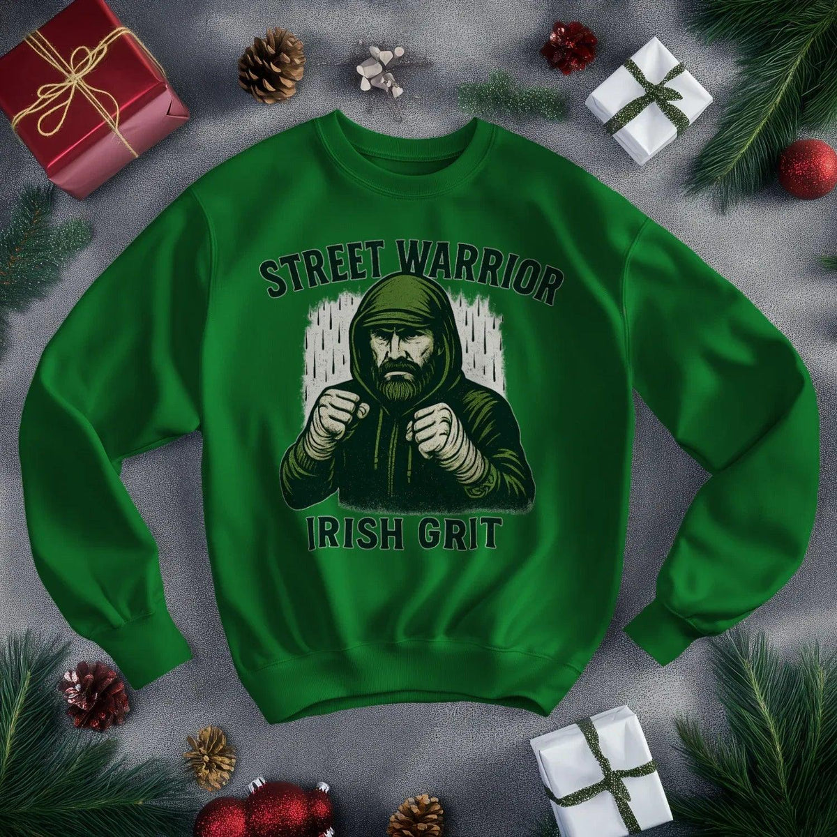 Irish Sweatshirt - Street Warrior, Unisex Matchday Wear - Celtic Wolfwear