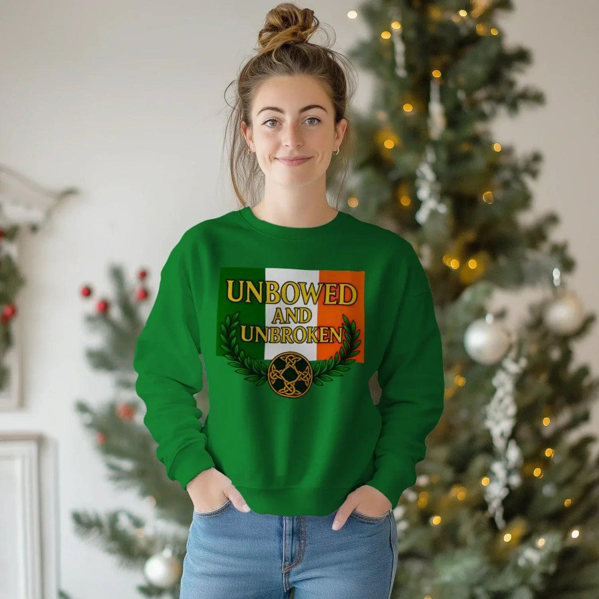 Irish Sweatshirt - Unbowed and Unbroken 100, Unisex - Celtic Wolfwear