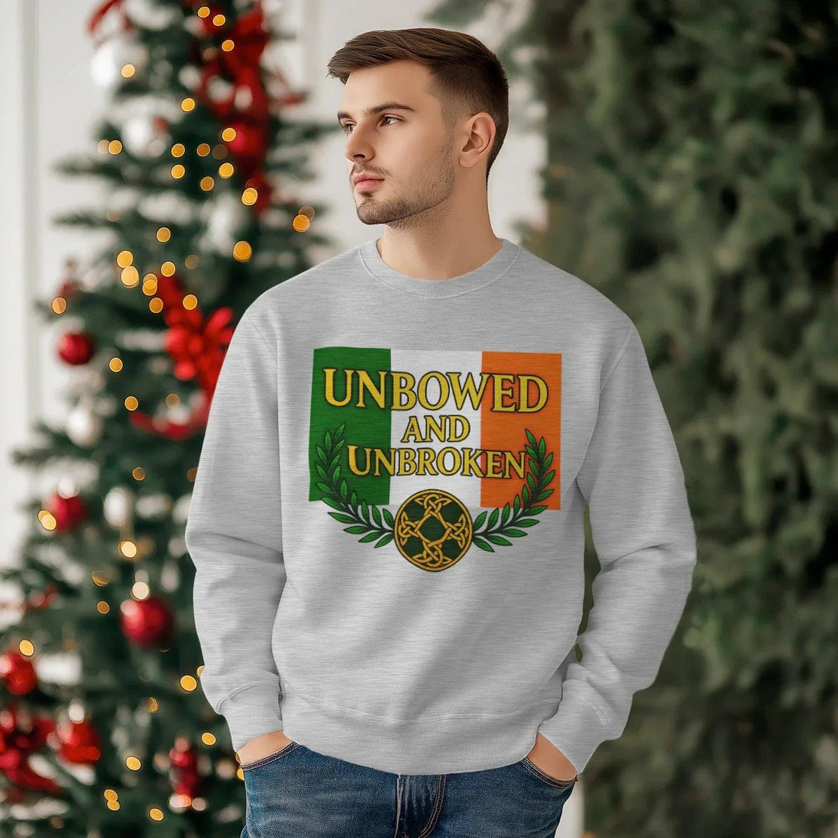 Irish Sweatshirt - Unbowed and Unbroken 100, Unisex - Celtic Wolfwear
