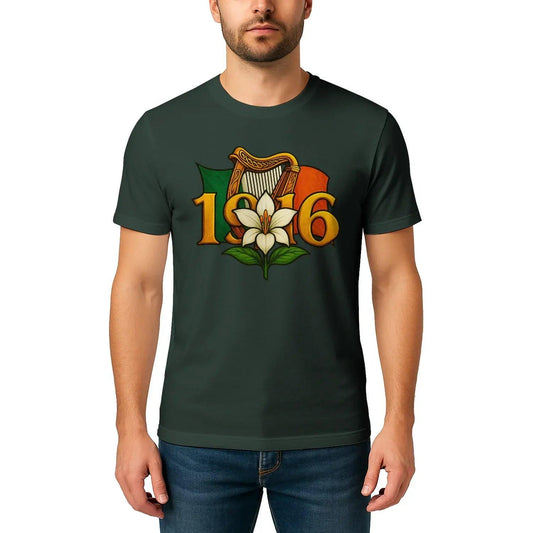 Irish T-Shirt - 1916 Easter Lily, Unisex Matchday Wear - Celtic Wolfwear