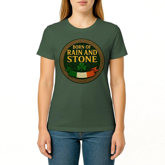 Irish T-Shirt - Born of Rain and Stone Tee XL, Unisex - Celtic Wolfwear