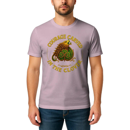 Irish T-Shirt - Clover Courage Carved Clover Tee Green - Celtic Wolfwear