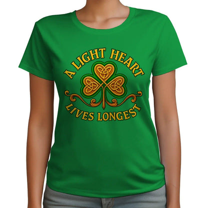 Irish T-Shirt - Clover Heart Gold Script Crew Tee Unisex - Celtic Wolfwear