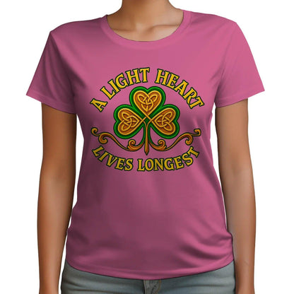 Irish T-Shirt - Clover Heart Gold Script Crew Tee Unisex - Celtic Wolfwear